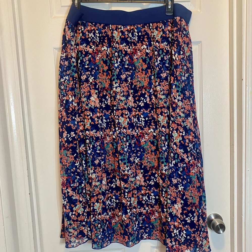 Ophelia Roe Floral A-Line Midi Skirt Blue Multicolor – Size 3X - Picture 2 of 6